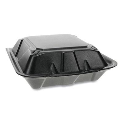 View larger image of Vented Foam Hinged Lid Container, Dual Tab Lock, 9 x 9 x 3.25, Black, 150/Carton