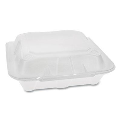 View larger image of Vented Foam Hinged Lid Container, Dual Tab Lock Economy, 8.42 x 8.15 x 3, White, 150/Carton