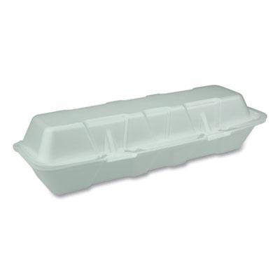View larger image of Foam Hinged Lid Containers, Dual Tab Lock Hoagie, 13 x 4 x 4, 1-Compartment, White, 250/Carton