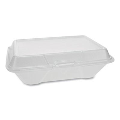 View larger image of Foam Hinged Lid Container, Single Tab Lock #205 Utility, 9.19 x 6.5 x 2.75, White, 150/Carton