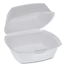 Foam Hinged Lid Container, Single Tab Lock, 5.13 x 5.13 x 2.5, White, 500/Carton