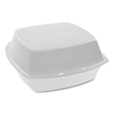View larger image of Foam Hinged Lid Container, Single Tab Lock, 6.38 x 6.38 x 3, White, 500/Carton
