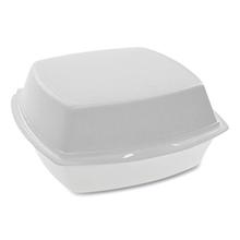 Foam Hinged Lid Container, Single Tab Lock, 6.38 x 6.38 x 3, White, 500/Carton