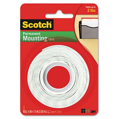 View larger image of Permanent High-Density Foam Mounting Tape, Double-Sided, Holds Up to 15 lbs, 0.5" x 80", White