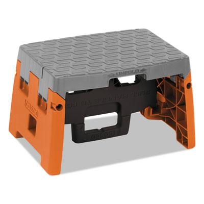 View larger image of Folding Step Stool, 1-Step, 300 lb Capacity, 8.5" Working Height, Orange/Gray