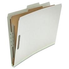Four-Section Pressboard Classification Folders, 2" Expansion, 1 Divider, 4 Fasteners, Legal Size, Gray Exterior, 10/Box