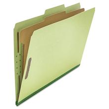 Four-Section Pressboard Classification Folders, 2" Expansion, 1 Divider, 4 Fasteners, Legal Size, Green Exterior, 10/Box