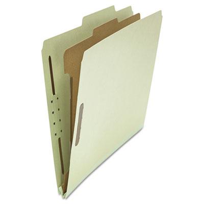 View larger image of Four-Section Pressboard Classification Folders, 2" Expansion, 1 Divider, 4 Fasteners, Letter Size, Gray-Green, 10/Box