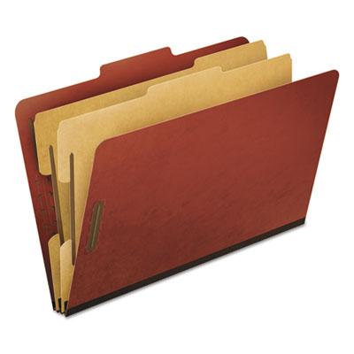 View larger image of Six-Section Pressboard Classification Folders, 2" Expansion, 2 Dividers, 6 Fasteners, Legal Size, Red Exterior, 10/Box