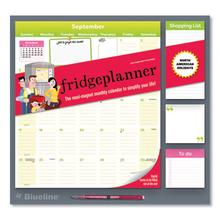 Fridge Planner Magnetized Monthly Calendar with Pads + Pencil, 14 x 13.5, Yellow/Green Sheets, 16-Month (Sept-Dec): 2024-2025