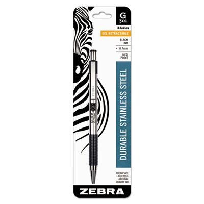 View larger image of G-301 Retractable Gel Pen, Medium 0.7 mm, Black Ink, Stainless Steel/Black Barrel