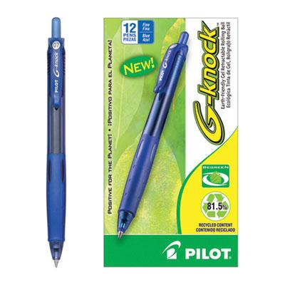 View larger image of G-Knock BeGreen Gel Pen, Retractable, Fine 0.7 mm, Blue Ink, Translucent Blue/Blue Barrel, Dozen