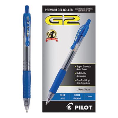 View larger image of G2 Premium Gel Pen, Retractable, Bold 1 mm, Blue Ink, Smoke/Blue Barrel, Dozen