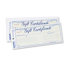 Gift Certificates With Envelopes, 8.5 X 3.67, Blue/gold With Blue Border, 25/pack