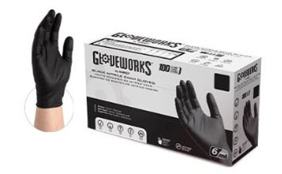 View larger image of Gloveworks Black Nitrile Powder Free Exam Gloves, Large, 6 Mil, 100/Box, 1000/Case
