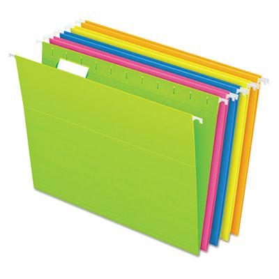 View larger image of Glow Hanging File Folders, Letter Size, 1/5-Cut Tabs, Assorted Colors, 25/Box