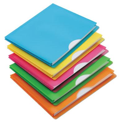 View larger image of Glow Poly File Jacket, Straight Tab, Letter Size, Assorted Colors, 5/Pack