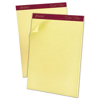 View larger image of Gold Fibre Canary Quadrille Pads, Stapled With Perforated Sheets, Quadrille Rule (4 Sq/in), 50 Canary 8.5 X 11.75 Sheets