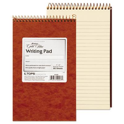 View larger image of Gold Fibre Retro Wirebound Writing Pads, Medium/College Rule, Red Cover, 80 White 5 x 8 Sheets