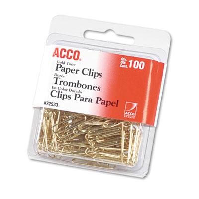 View larger image of Gold Tone Paper Clips, #2, Smooth, Gold, 100/Box