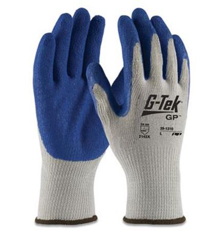 View larger image of GP Latex-Coated Cotton/Polyester Gloves, Large, Gray/Blue, 12 Pairs