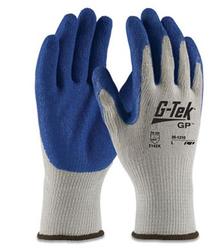 GP Latex-Coated Cotton/Polyester Gloves, Large, Gray/Blue, 12 Pairs