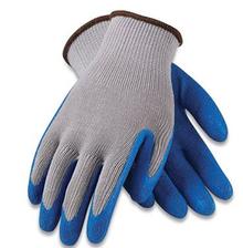 GP Latex-Coated Cotton/Polyester Gloves, Medium, Gray/Blue, 12 Pairs