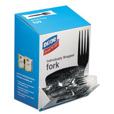 View larger image of Grab’N Go Wrapped Cutlery, Forks, Black, 90/Box