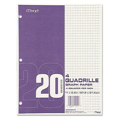 View larger image of Graph Paper Tablet, 3-Hole, 8.5 x 11, Quadrille: 4 sq/in, 20 Sheets/Pad, 12 Pads/Pack