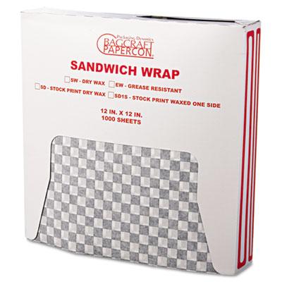 View larger image of Grease-Resistant Paper Wraps And Liners, 12 X 12, Black Check, 1,000/box, 5 Boxes/carton
