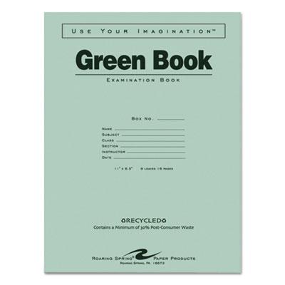 View larger image of Green Books Exam Book, Wide/Legal Rule, 11 x 8.5, White, 8 Sheets