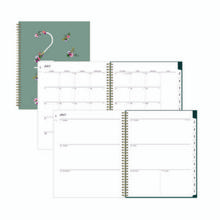 Greta Academic Year Weekly/Monthly Planner, Floral Artwork, 11.5 x 8, Green Cover, 12-Month (July-June): 2024 to 2025