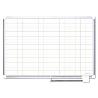 View larger image of Gridded Magnetic Steel Dry Erase Planning Board, 1 x 2 Grid, 48 x 36, White Surface, Silver Aluminum Frame