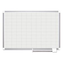 Gridded Magnetic Steel Dry Erase Planning Board, 2 x 3 Grid, 48 x 36, White Surface, Silver Aluminum Frame