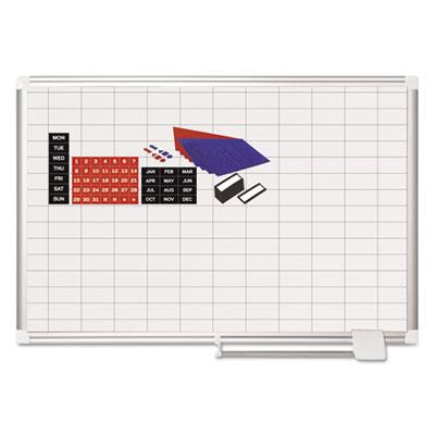 View larger image of Grid Planning Board w/ Accessories, 1 x 2 Grid, 36 x 24, White/Silver
