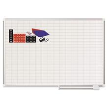 Gridded Magnetic Steel Dry Erase Planning Board with Accessories, 1 x 2 Grid, 48 x 36, White Surface, Silver Aluminum Frame