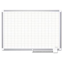 Gridded Magnetic Porcelain Dry Erase Planning Board, 1 x 2 Grid, 72 x 48, White Surface, Silver Aluminum Frame