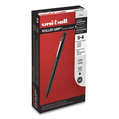 View larger image of Grip Roller Ball Pen, Stick, Extra-Fine 0.5 mm, Black Ink, Black Barrel, Dozen