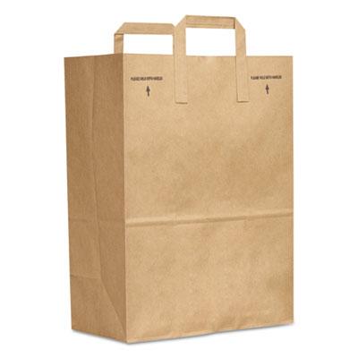 View larger image of Grocery Paper Bags, Attached Handle, 30 lb Capacity, 1/6 BBL, 12 x 7 x 17, Kraft, 300 Bags