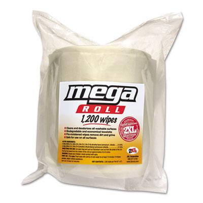 View larger image of Gym Wipes Mega Roll Refill, 8 x 8, Unscented, White, 1,200/Roll, 2 Rolls/Carton