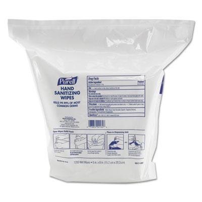 View larger image of Hand Sanitizing Wipes, 6" x 8", White, Fresh Citrus Scent, 1200/Refill Pouch, 2 Refills/Carton