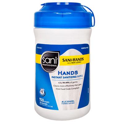 View larger image of Hands Instant Sanitizing Wipes, 6 x 5, Unscented, White, 150/Canister, 12 Canisters/Carton