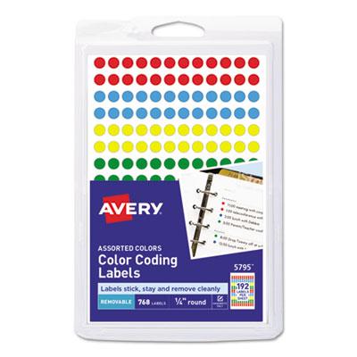 View larger image of Handwrite Only Self-Adhesive Removable Round Color-Coding Labels, 0.25" dia, Assorted, 192/Sheet, 4 Sheets/Pack, (5795)
