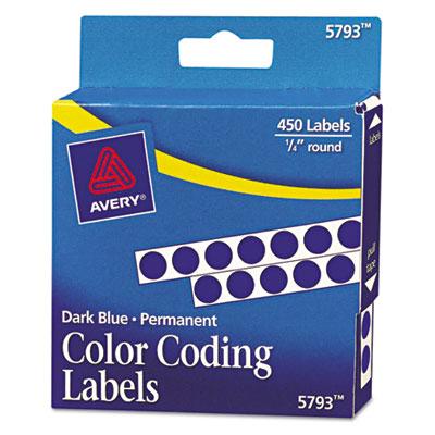 View larger image of Handwrite-Only Permanent Self-Adhesive Round Color-Coding Labels in Dispensers, 0.25" dia, Dark Blue, 450/Roll, (5793)
