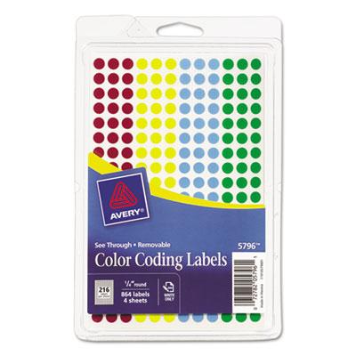View larger image of Handwrite-Only Self-Adhesive "See Through" Removable Round Color Dots, 0.25" dia, Assorted, 216/Sheet, 4 Sheets/Pack, (5796)