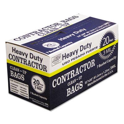 View larger image of Heavy-Duty Contractor Clean-Up Bags, 60 gal, 3 mil, 32" x 50", Black, 20/Carton