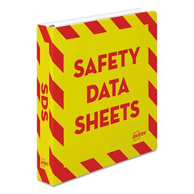 View larger image of Heavy-Duty Preprinted Safety Data Sheet Binder, 3 Rings, 1.5" Capacity, 11 x 8.5, Yellow/Red