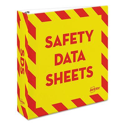 View larger image of Heavy-Duty Preprinted Safety Data Sheet Binder, 3 Rings, 2" Capacity, 11 x 8.5, Yellow/Red