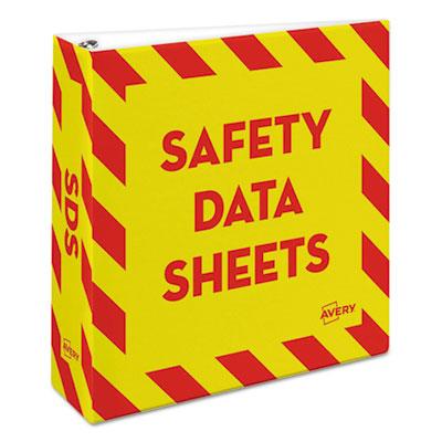View larger image of Heavy-Duty Preprinted Safety Data Sheet Binder, 3 Rings, 3" Capacity, 11 x 8.5, Yellow/Red