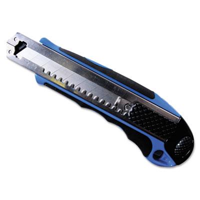 View larger image of Heavy-Duty Snap Blade Utility Knife, Four 8-Point Blades, Retractable 4" Blade, 5.5" Plastic/Rubber Handle, Blue
